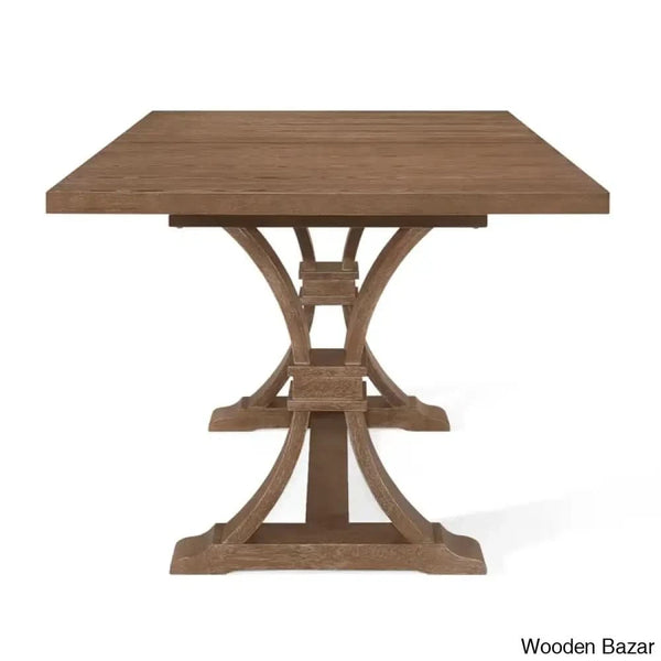Hadden 6 Seater Wooden Solid Wood Trestle Dining Set