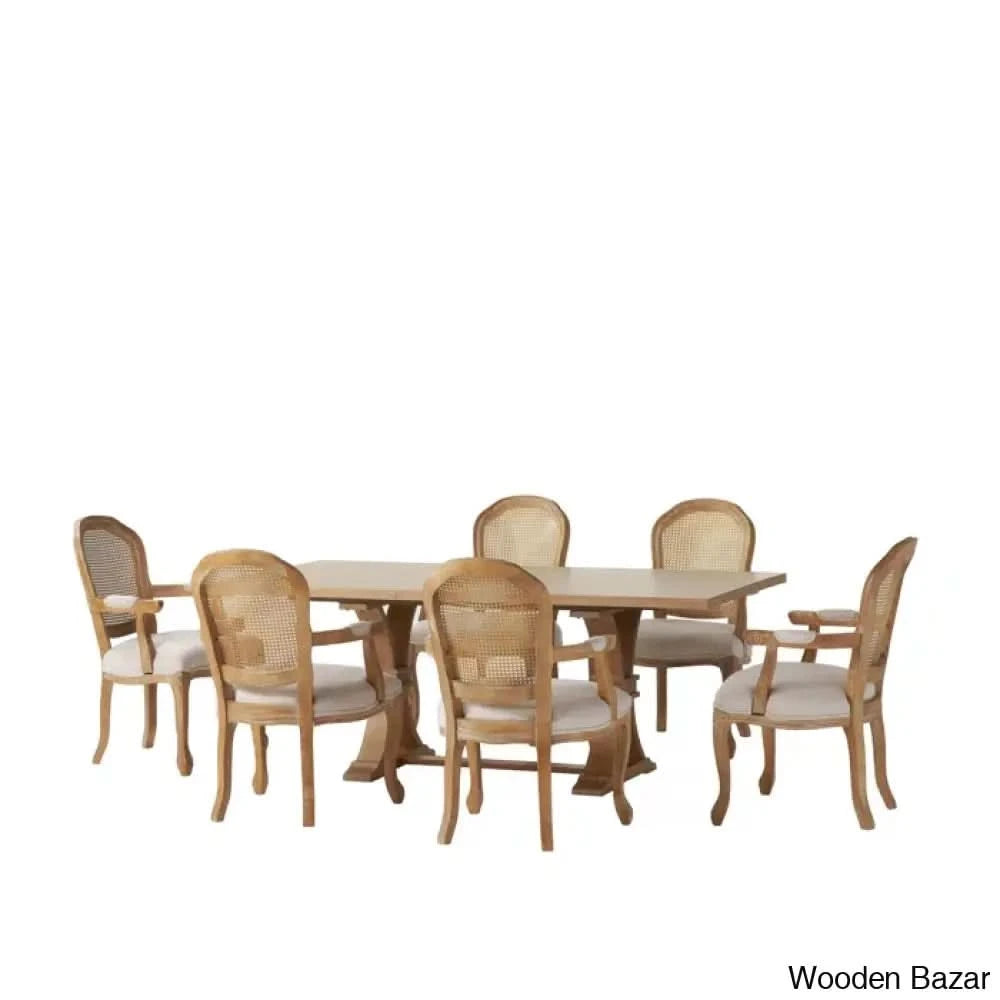 Hadden 6 Seater Wooden Solid Wood Trestle Dining Set Natural