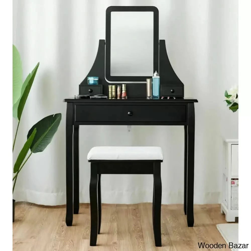 Hadlow Vanity Dressing Table With Mirror And Stool