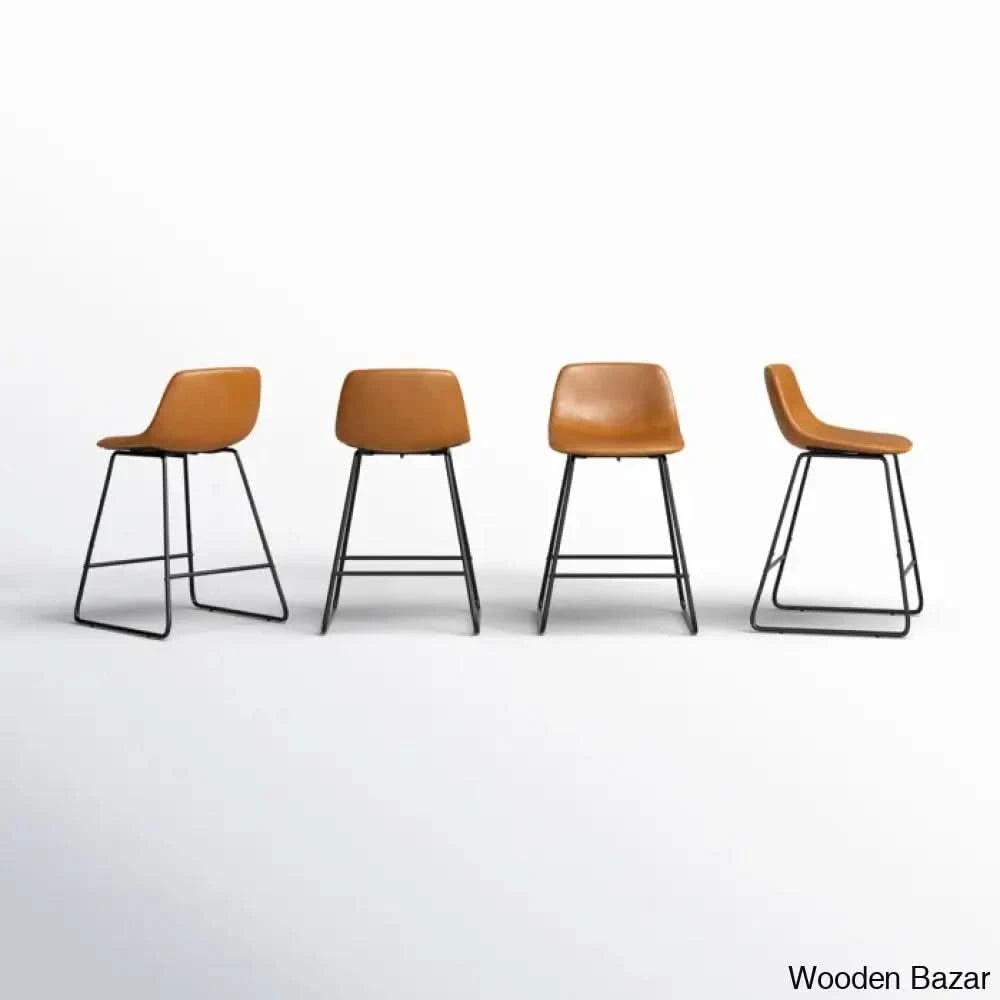 Hambrooko Swivel Bar & Counter Stool (Set Of 4) Whiskey Brown / (30’’ Seat Height)