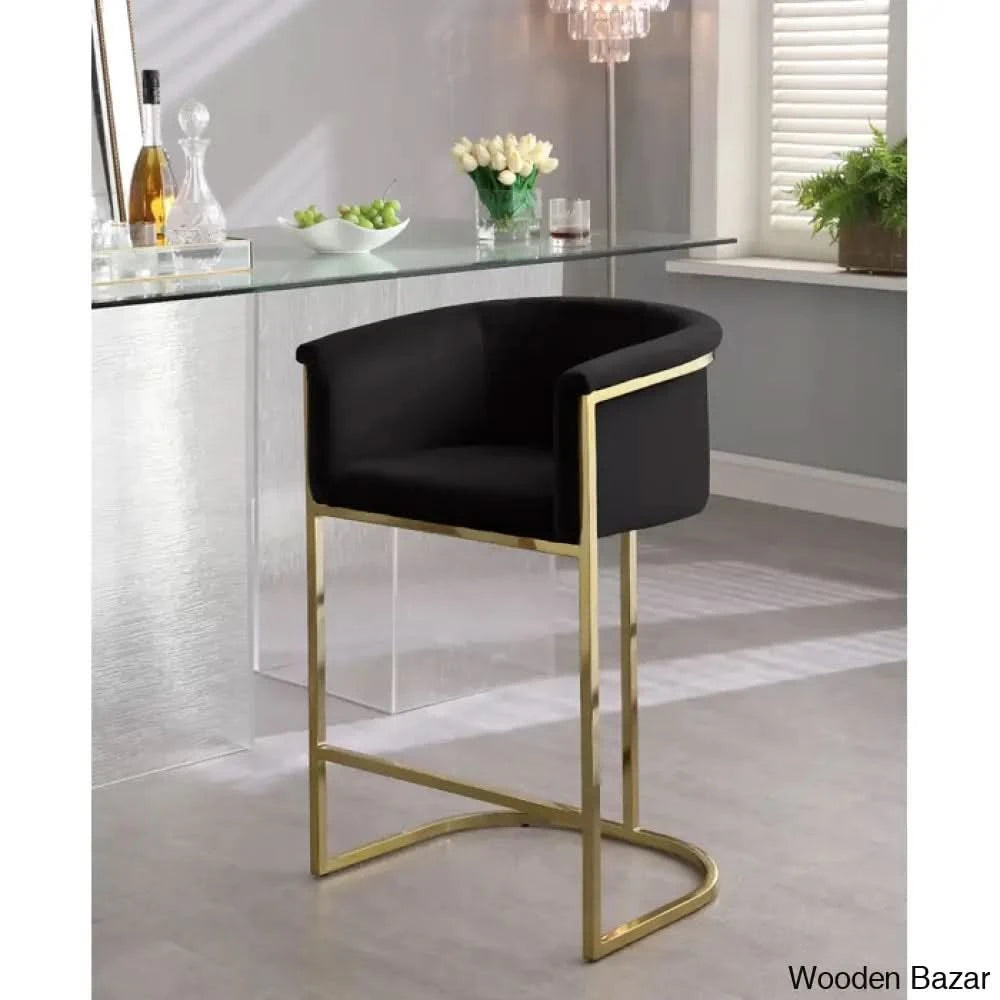 Haniz Upholstered 27’’ Counter Stool With Metal Frame Black
