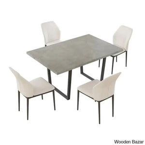 Hardian 4 Seater Rectangular Dining Table Set With Chairs For Kitchen Room