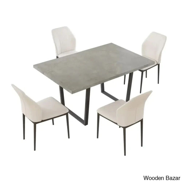Hardian 4 Seater Rectangular Dining Table Set With Chairs For Kitchen Room