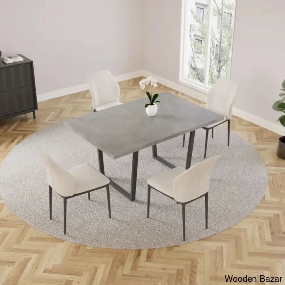 Hardian 4 Seater Rectangular Dining Table Set With Chairs For Kitchen Room