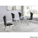 Harrisonn 4 Seater Luxury Glass Top Double Pedestal Dining Set Black