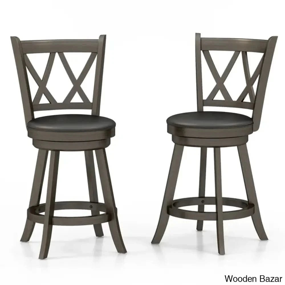 Havanto Swivel Upholstered Counter And Bar Stool With Solid Wood Frame (Set Of 2) Gray / Bar (29”