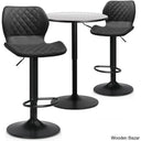 Height-Adjustable 3-Piece Pub Table Set | Leathered Pedestal Bar Stools Dining Silver