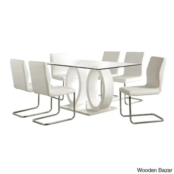 Herry New 4 Seater Pedestal Dining Table Set - Wooden Bazar