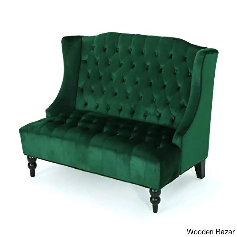 This Wooden Sofa Settee Made with best Cushion Work and  with Button Tufted Design. Unique Colour Design for Living Room and Drawing Room.