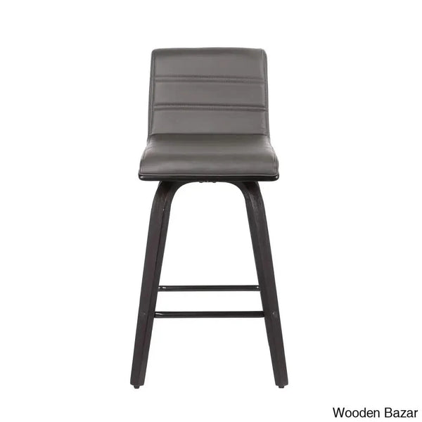 Hiramc Solid Wood Swivel Bar & Counter Stool Black / Brown Creambar (30’’ Seat Height)