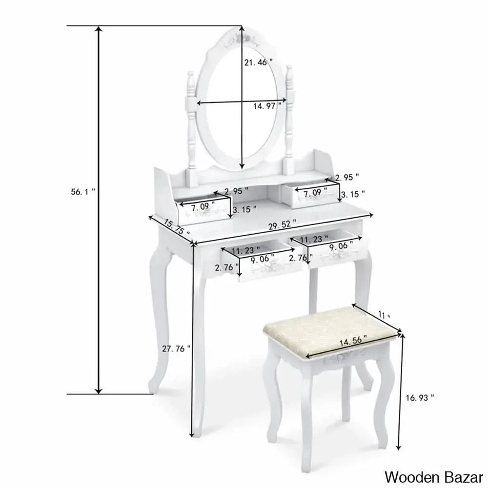 Hoglund Vanity Dressing Table With Mirror And Stool