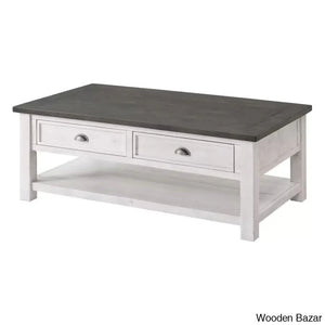 Hollimanin Solid Wood Coffee And Center Table White/Gray