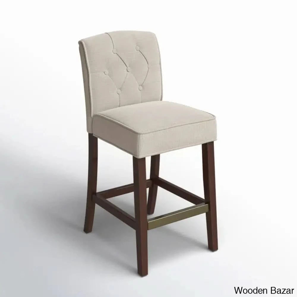 Hortonc Swivel Tufted Counter And Bar Stool Tan / Brown Frame