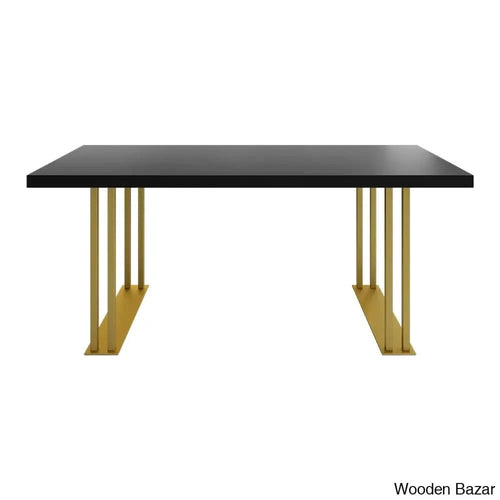 Hover 63’’ Black Rectangle Wood Dining Table In Gold