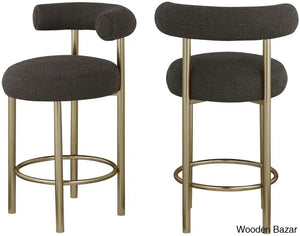 Hurlstono Upholstered Counterstool With Metal Frame (Set Of 2) Brown