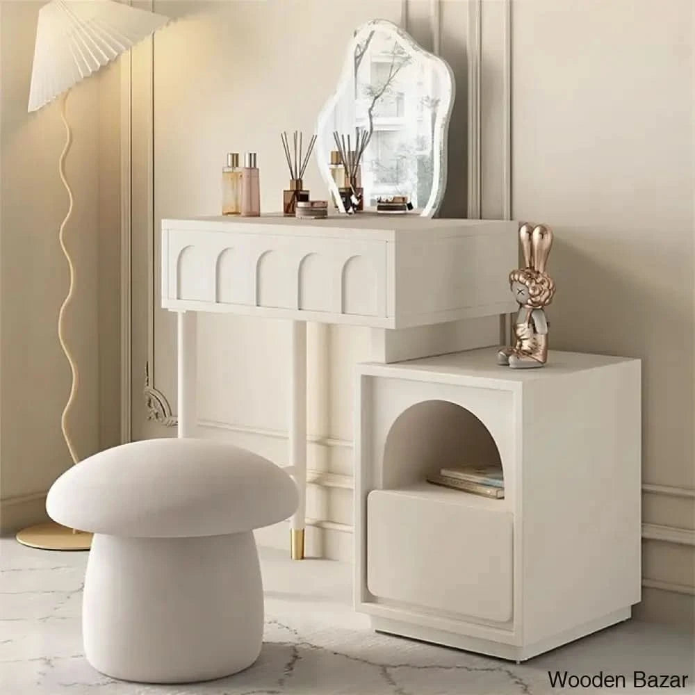 Iaconetti Vanity Dressing Table With Lighted Mirror And Stool