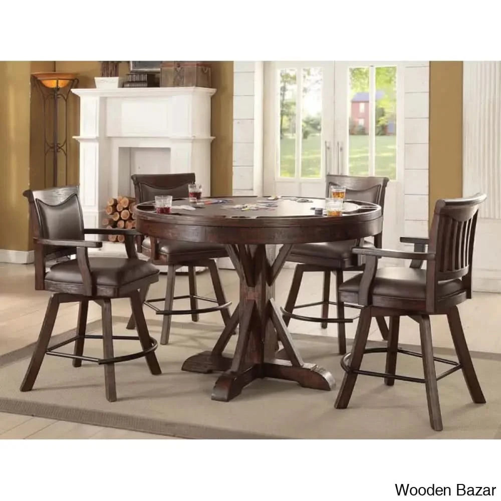 Irysso Swivel Upholstered Counter And Bar Stool With Solid Wood Frame (Set Of 2) Bar (30’’ Seat