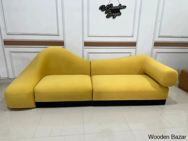 Italian Designer Curved Velvet Sofa Upholstered - Wooden Bazar