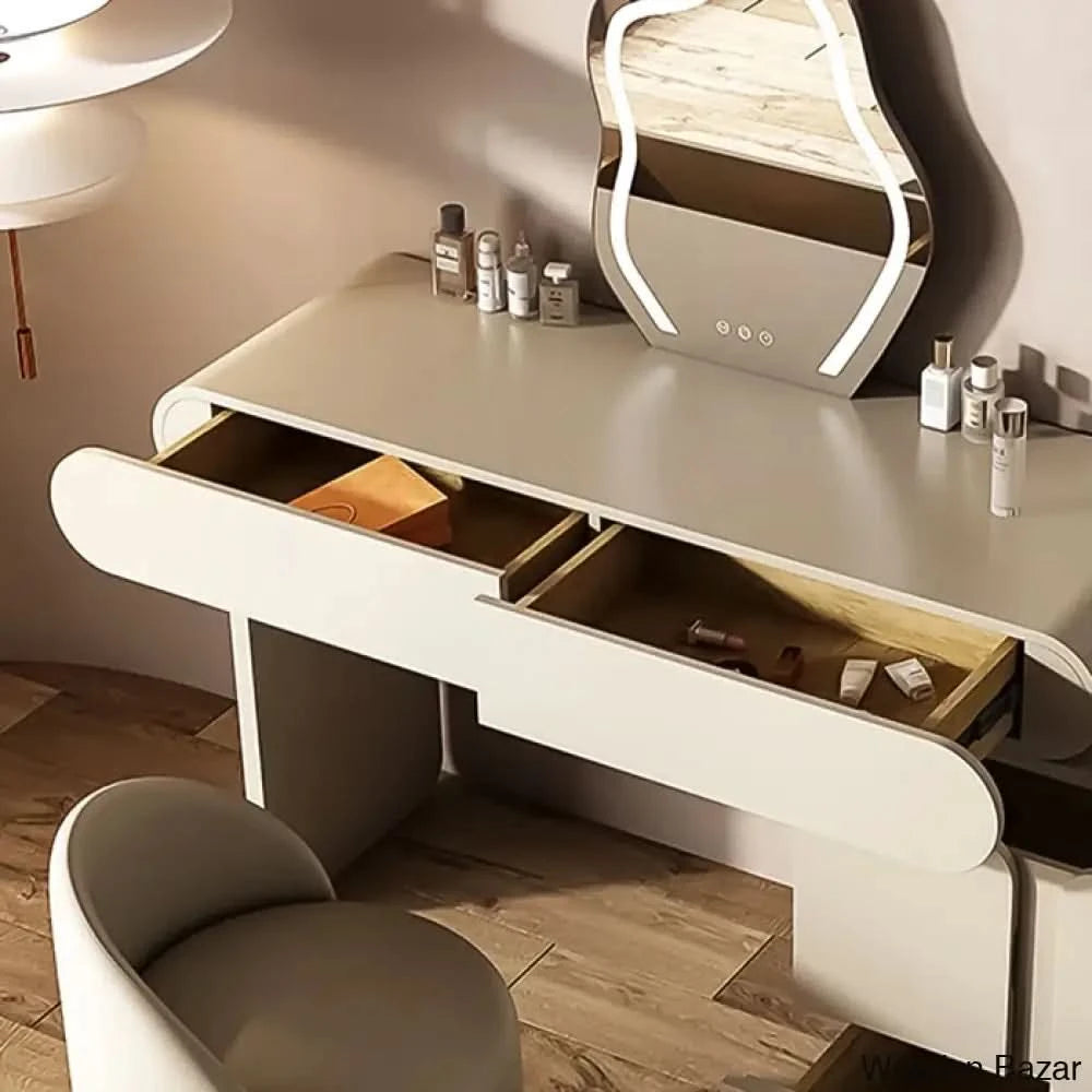 Jaderrick Vanity Dressing Table With Lighted Mirror And Stool