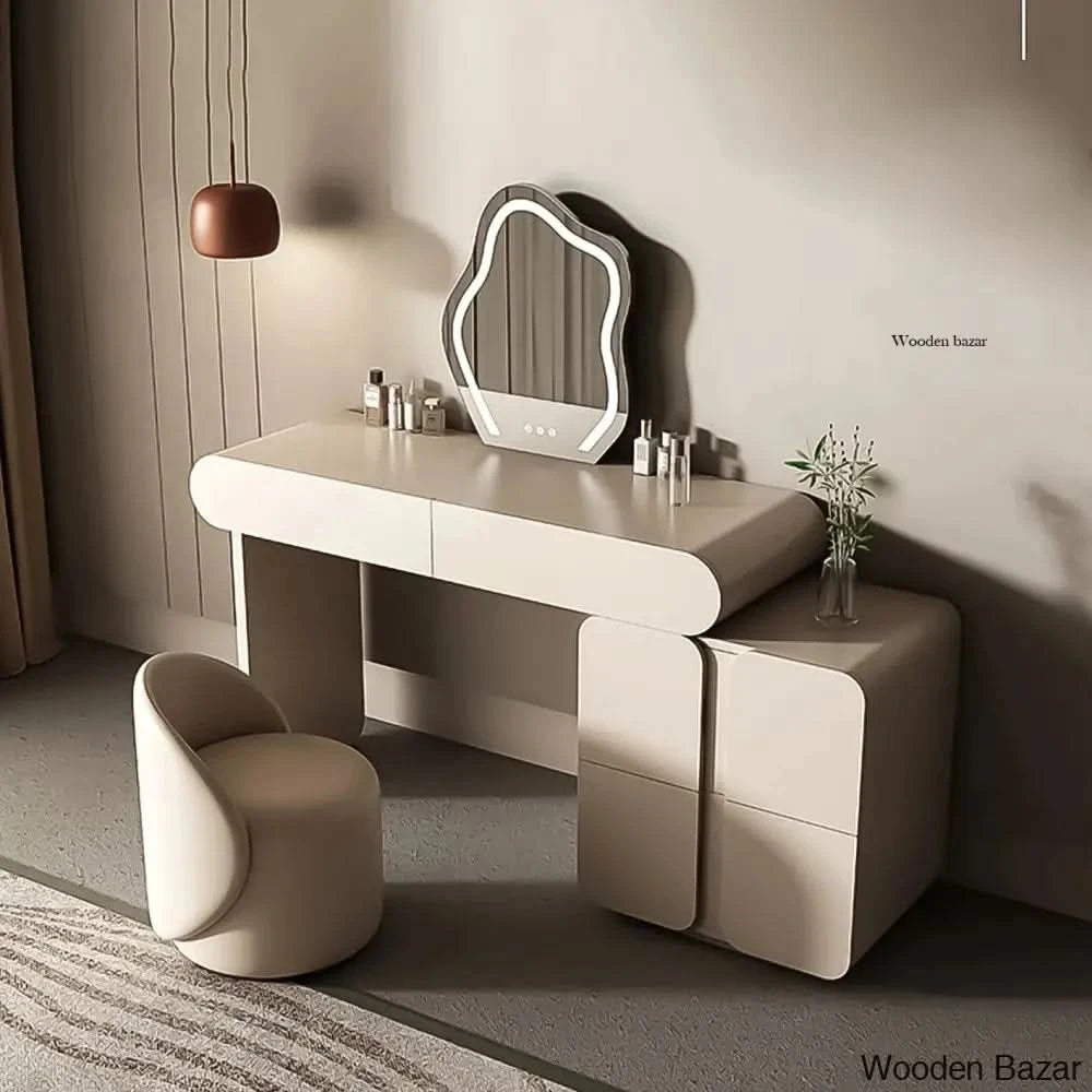 Jaderrick Vanity Dressing Table With Lighted Mirror And Stool