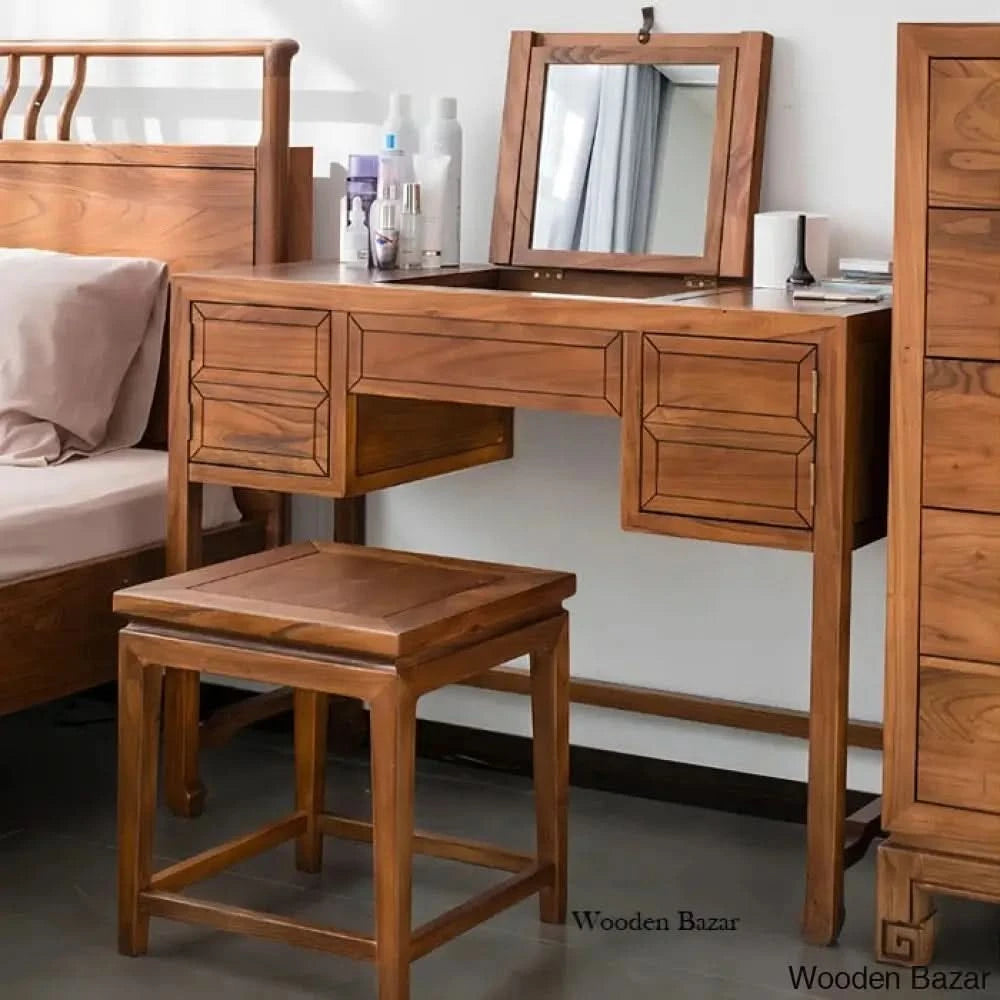 Jahvonte Vanity Dressing Table With Mirror And Stool
