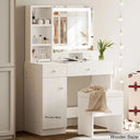 Jakaylen Makeup Vanity Dressing Table With Stool And Led Lighted Mirror White