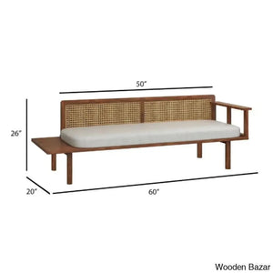 Jake Modern 3 Seater Rattan Cane Bench - Wooden Bazar