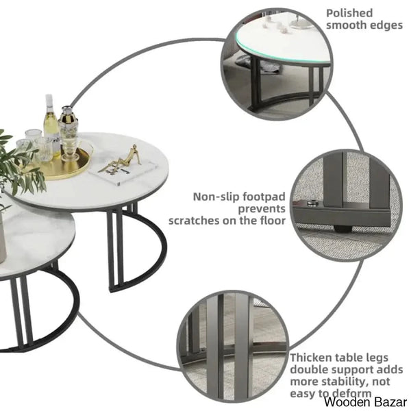 Jakeshahi Stone Top Nesting(Set Of 2) Coffee And Center Table