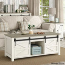 Jakiavion Coffee Table Farmhouse Lift Top And Center With Hidden Storage Sliding Barn Door For