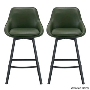 Janayshiax Swivel 25.2’’ Faux Leather Counter And Bar Stool (Set Of 2)