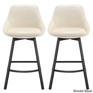 Janayshiax Swivel 25.2’’ Faux Leather Counter And Bar Stool (Set Of 2)