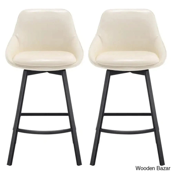 Janayshiax Swivel 25.2’’ Faux Leather Counter And Bar Stool (Set Of 2)