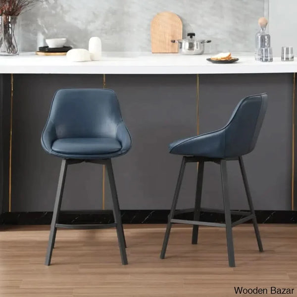 Janayshiax Swivel 25.2’’ Faux Leather Counter And Bar Stool (Set Of 2)