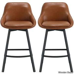 Janayshiax Swivel 25.2’’ Faux Leather Counter And Bar Stool (Set Of 2)