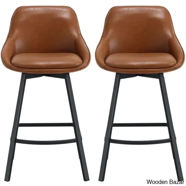 Janayshiax Swivel 25.2’’ Faux Leather Counter And Bar Stool (Set Of 2)
