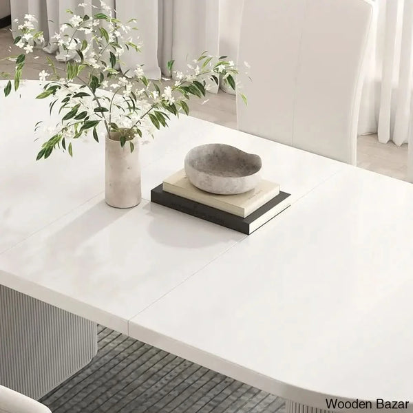 Japandi Style Oval Extendable Dining Table Set