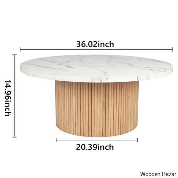 Jass 35’’ Marbled Wood Round Coffee And Center Table