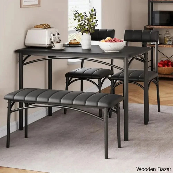 Jatta Stylish 4 Seater Dining Table Set - Wooden Bazar