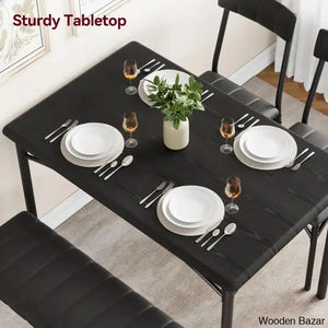 Jatta Stylish 4 Seater Dining Table Set - Wooden Bazar