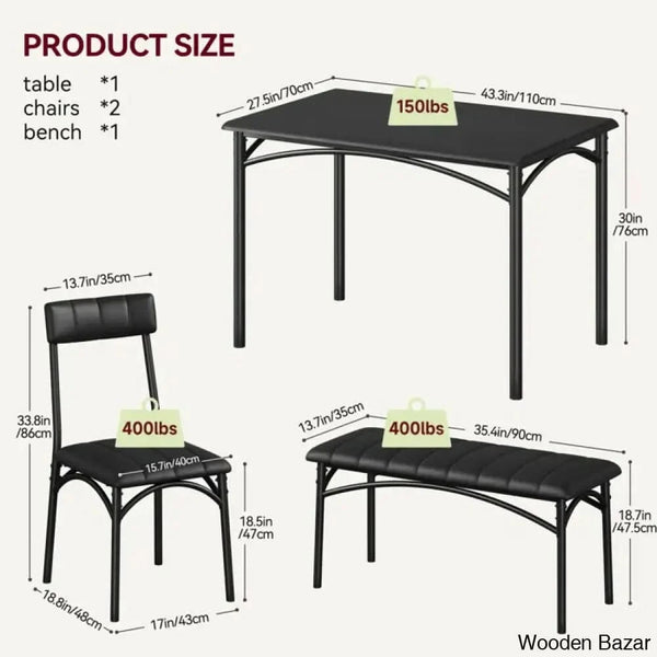 Jatta Stylish 4 Seater Dining Table Set - Wooden Bazar