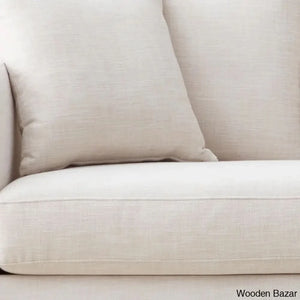 Joanne Upholstered 3-Seater Sofa With Solid Wood Base - Wooden Bazar