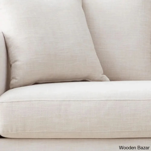 Joanne Upholstered 3-Seater Sofa With Solid Wood Base - Wooden Bazar