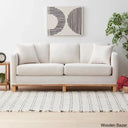 Joanne Upholstered 3-Seater Sofa With Solid Wood Base - Wooden Bazar Natural