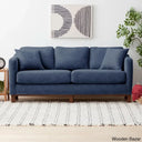 Joanne Upholstered 3-Seater Sofa With Solid Wood Base - Wooden Bazar Navy Blue