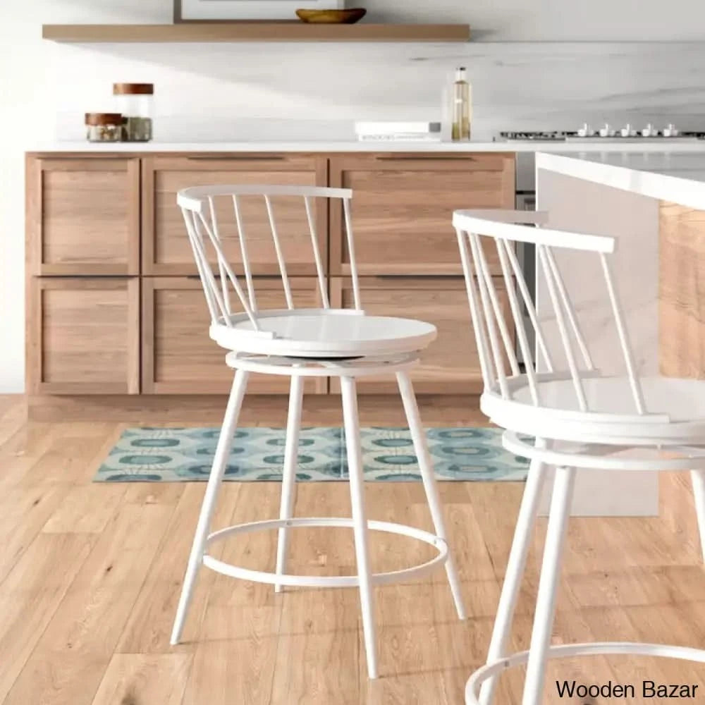 Johannas Swivel 24’’ Counter And Bar Stool (Set Of 2) White