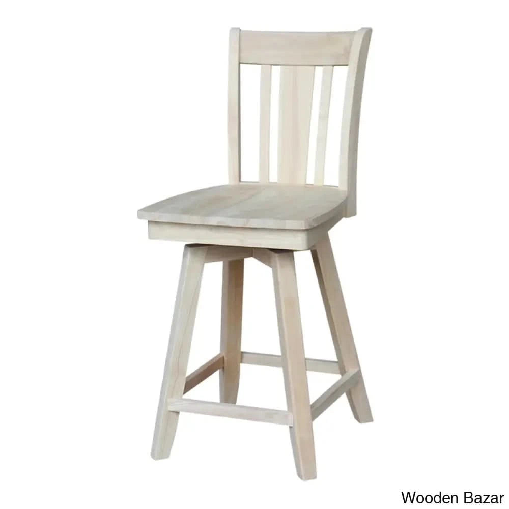 Josline Swivel Solid Wood Counter And Bar Stool (24’’ Seat Height)