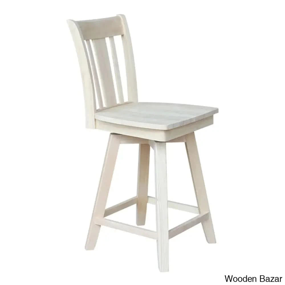 Josline Swivel Solid Wood Counter And Bar Stool (24’’ Seat Height)