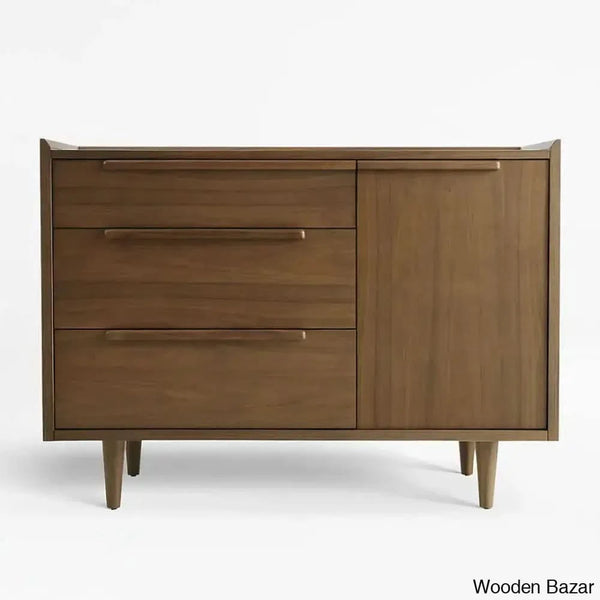 Kade Chic Solid Wood Tate Walnut 3 Chest Of Drawer - Wooden Bazar