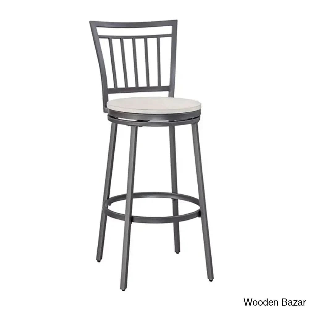 Kanagyl Swivel Counter And Bar Stool With Metal Frame Whitewashed / (25’’ Seat Height)