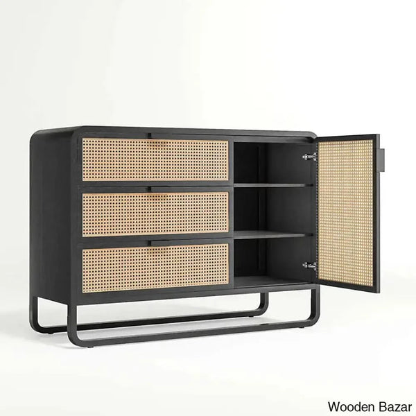 Kandice Refined Functionality Solid Wood Anaise Cane 3-Drawer Chest